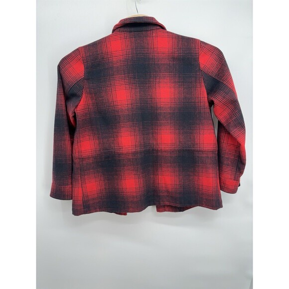 Levi’s Buffalo Plaid Truckers Jacket Women’s L Polyester Wool Blend Red & Black - Picture 3 of 14